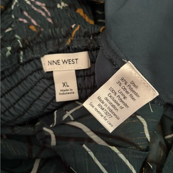 Nine West Teal Patterned Long Sleeve Dress - Picture 7 of 7